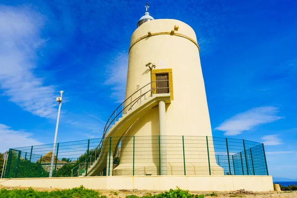 Carbonera Lighthouse Located Punta Mala Alcaidesa Spain Lantern Overlooks Strait — Stock Photo, Image