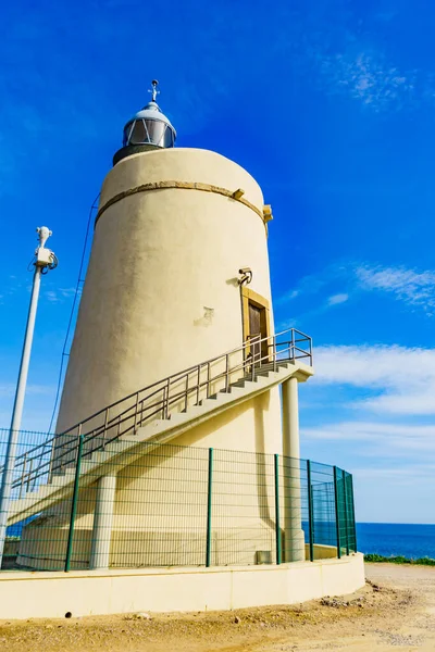 Carbonera Lighthouse Located Punta Mala Alcaidesa Spain Lantern Overlooks Strait — Stock Photo, Image