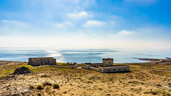 Zeegezicht Met Kustvesting Kasteel Guardias Viejas Provincie Almeria Andalusië Spanje — Stockfoto