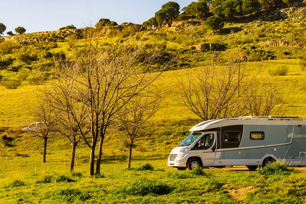 Camper Auto Kamperen Natuur Spanje Avontuur Met Camper — Stockfoto