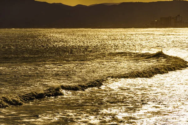 Puesta Sol Sobre Paisaje Costero Del Mar Capi Corb Costa — Foto de Stock
