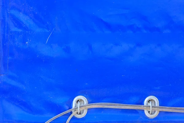 Detaillierte Nahaufnahme Einer Blauen Plane Mit Drähten Und Seilen Lkw — Stockfoto