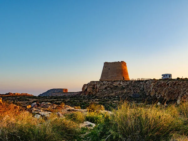 Kempingjármű Mesa Roldan Toronynál Cabo Gata Nijar Természeti Park Almeria — Stock Fotó