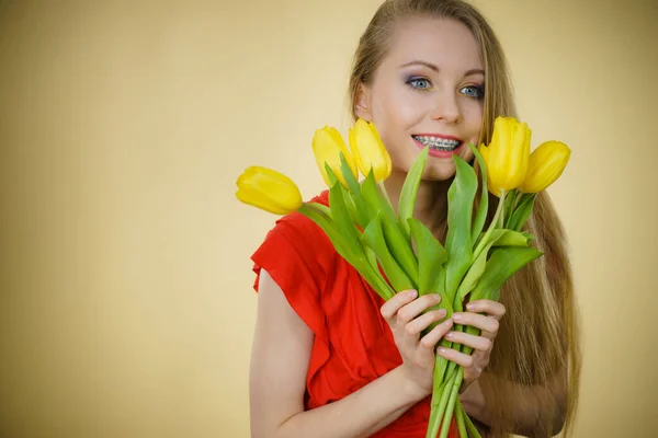 Mezinárodní Den Žen Osmý Pochod Krásný Portrét Krásné Ženy Blond — Stock fotografie