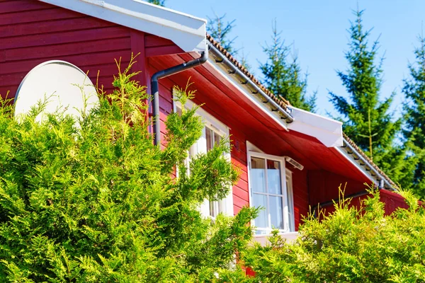 Norwegian Typical House Red Color Painted Wall — Stock Photo, Image