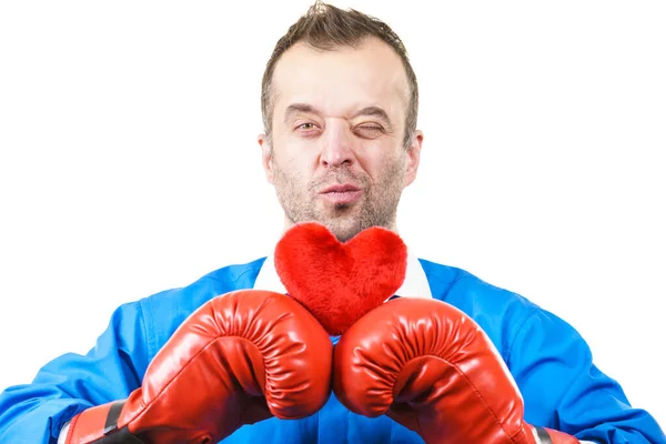 Guy Ready Fight Love Adult Man Wearing Red Boxing Sporty — Stock Photo, Image