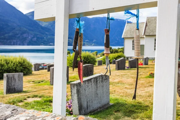 Cimitero Norvegese Nel Villaggio Nes Nel Fiordo Lusterfjord Contea Vestland — Foto Stock