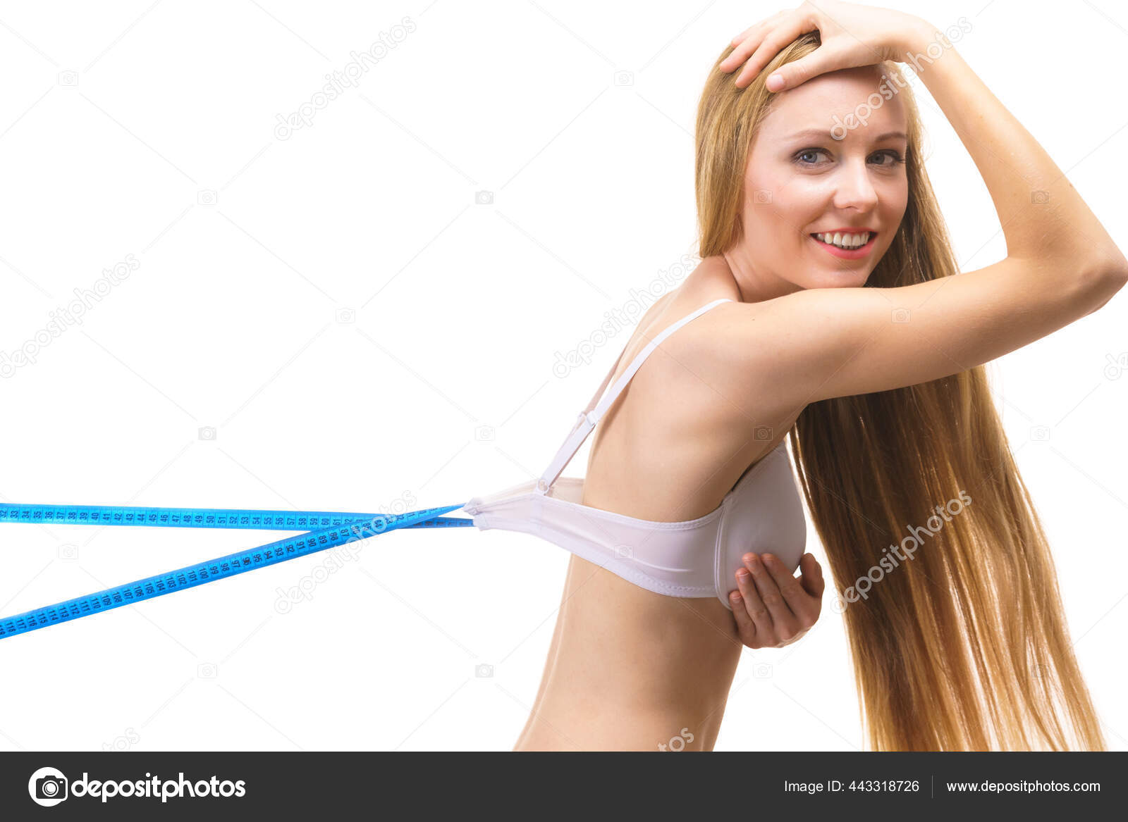 Young Slim Woman Holding Bra Strap Stock Photo 1769233070