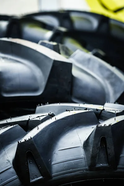 Pile Nero Pneumatici Veicoli Macchine Agricole Industriali Struttura Sfondo — Foto Stock