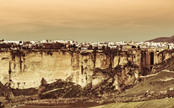 Ronda Şehri Vadisi Endülüs Spanya Popüler Bir Dönüm Noktası Gün — Stok fotoğraf