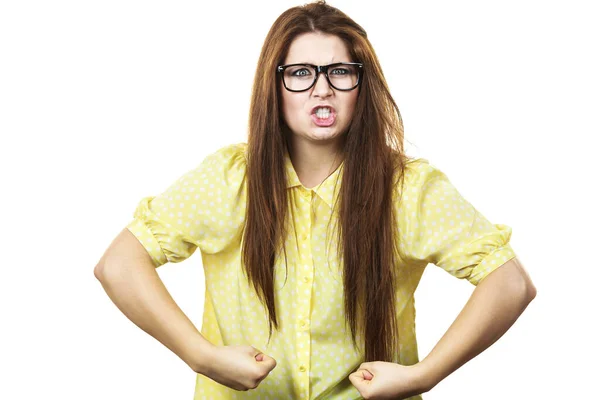 Angry Mad Woman Being Pissed Young Female Teenage Looking Displeased — Stok fotoğraf