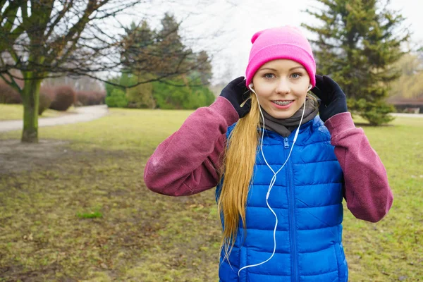 Deportes Actividades Tiempo Frío Mujer Fitness Slim Fit Aire Libre — Foto de Stock