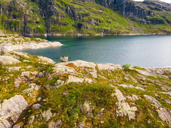 Lacs Dans Les Montagnes Rocheuses Pierre Norvège Paysage Route Touristique — Photo