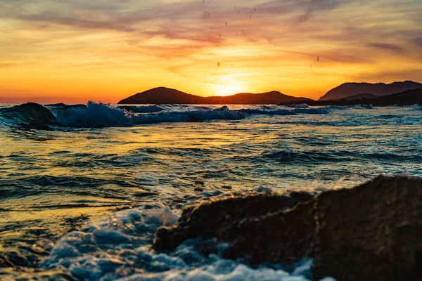 Tramonto Sul Mare Paesaggio Sul Mare Spiaggia Calblanque Murcia Spagna — Foto Stock