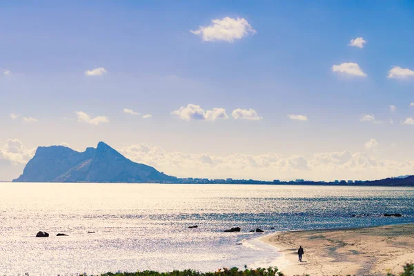 Paisaje Marino Con Roca Gibraltar Horizonte Vista Desde Playa Torrecarbonera — Foto de Stock