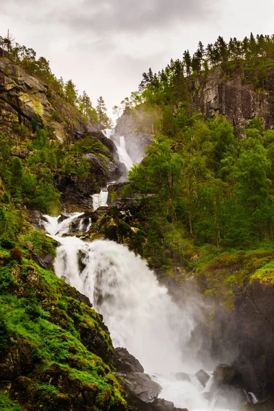Норвезькі Пейзажі Waterfall Latefoss Latefossen Odda Hordaland County Норвегії Національний — стокове фото