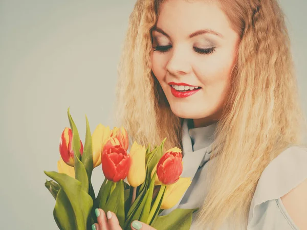 Dia Internacional Mulher Março Retrato Bonito Cabelo Loiro Mulher Bonita — Fotografia de Stock