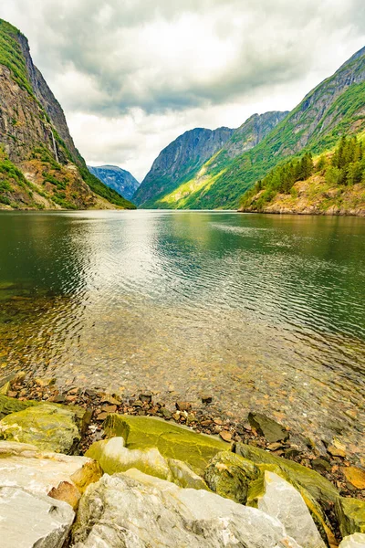 Turism Semester Och Resor Vacker Utsikt Över Sognefjord Gudvangen Norge — Stockfoto