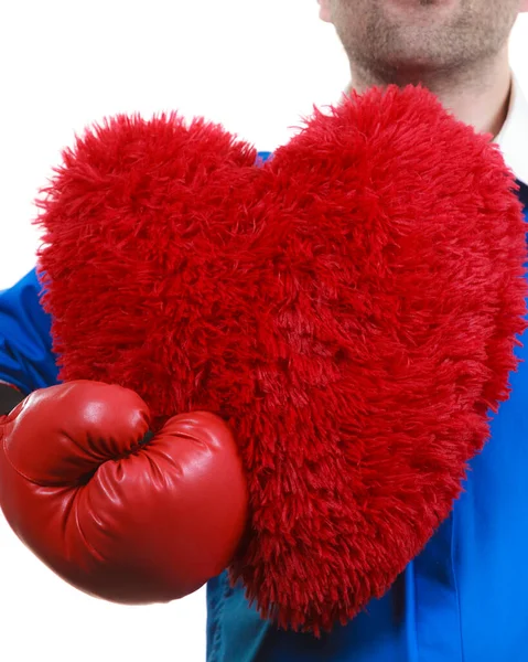 Guy Ready Fight Love Adult Man Wearing Red Boxing Sporty — Stock Photo, Image