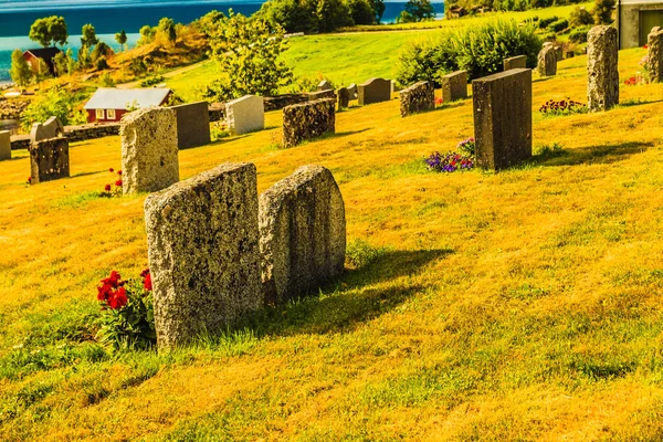 Norský Hřbitov Vesnici Nes Fjordu Lusterfjord Okres Vestland Norsko — Stock fotografie