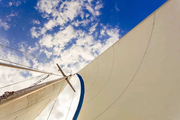 Detailed Closeup Sail Fabric Sailboat Outdoor Shot Marine Objects Concept — Stock Photo, Image