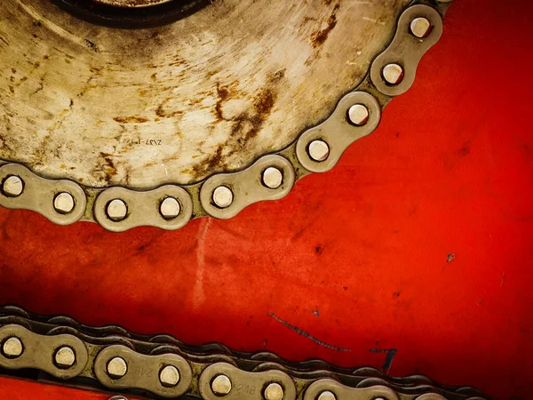 Mekanizmadaki Zincir Sürücüsü Teçhizat Endüstriyel Makine Detay Görünümü — Stok fotoğraf