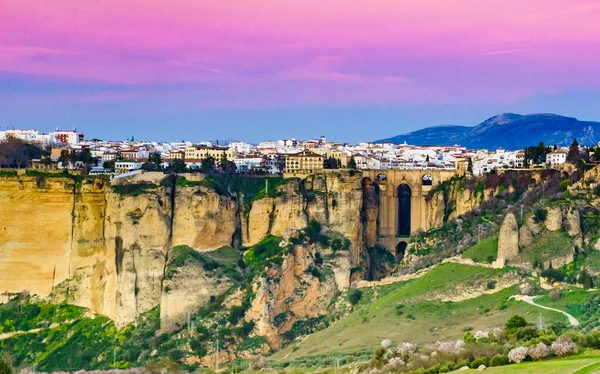 Ronda Şehri Vadisi Endülüs Spanya Popüler Bir Dönüm Noktası Gün — Stok fotoğraf