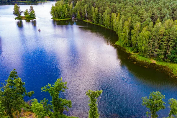 Vue Aérienne Bateau Yacht Sur Lac Pendant Été Parc National — Photo