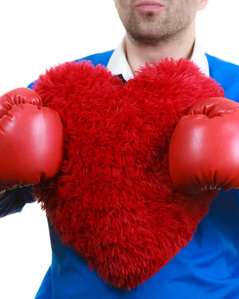 Tipo Listo Para Luchar Por Amor Hombre Adulto Usando Guantes —  Fotos de Stock