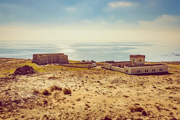 Seascape Com Fortificação Costeira Castelo Guardias Viejas Província Almeria Andaluzia — Fotografia de Stock