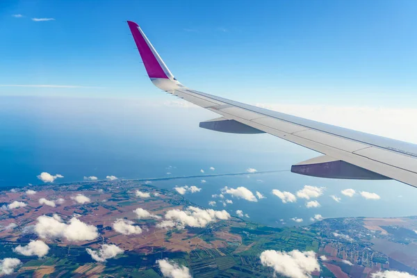 Utsikt Från Ett Flygplansfönster För Att Polera Kusten Östersjön Puck — Stockfoto
