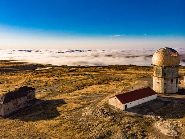 Torre Montanha Pico Serra Estrela Star Mountain Range Com Observatório — Fotografia de Stock