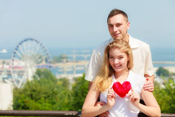 Amor Concepto Relaciones Románticas Hombre Mujer Rubia Caminando Haciendo Turismo — Foto de Stock