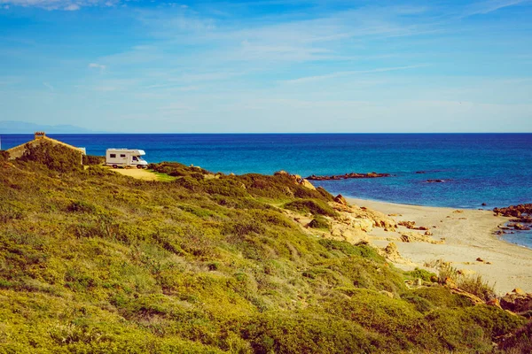 Camper Medelhavskusten Strand Torrecarbonera Punta Mala Alcaidesa Spanien Semester Och — Stockfoto