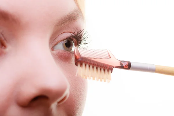 Closeup part of woman face eye makeup detail. — Stock Photo, Image