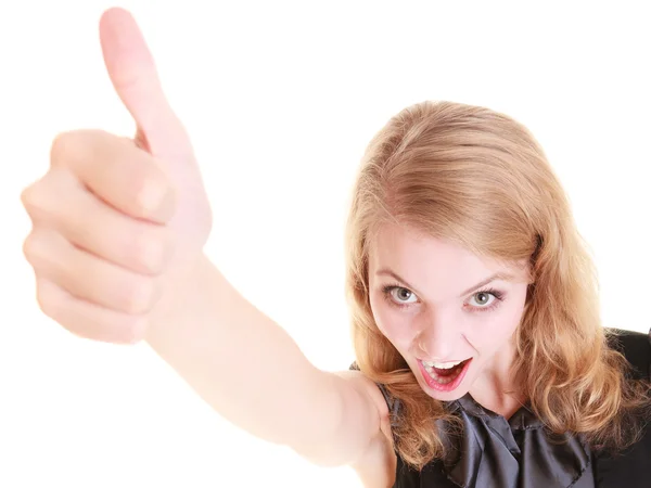 Success. Businesswoman woman showing thumb up — Stock Photo, Image