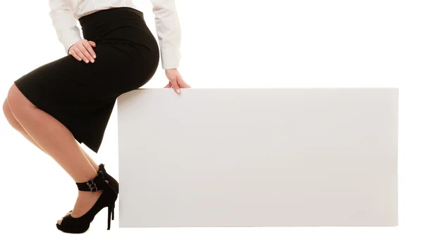 Ad. Blank copy space banner and female legs — Stock Photo, Image