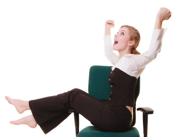 Businesswoman celebrating promotion — Stock Photo, Image