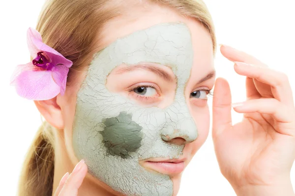 Woman in clay mud mask — Stock Photo, Image