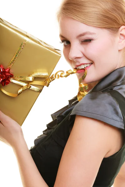 Girl with gift box — Stock Photo, Image