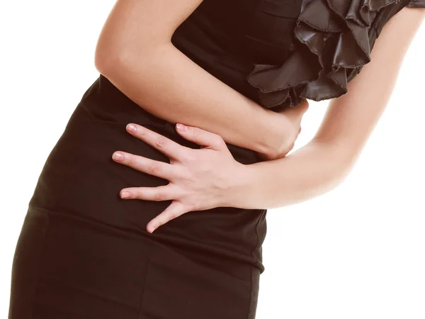 Mujer sufriendo de dolor de estómago —  Fotos de Stock