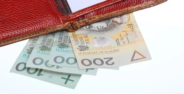 Wallet with polish banknote — Stock Photo, Image