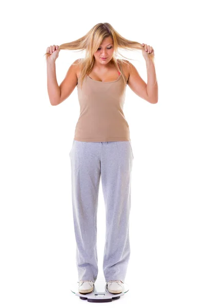 Large woman on scale — Stock Photo, Image