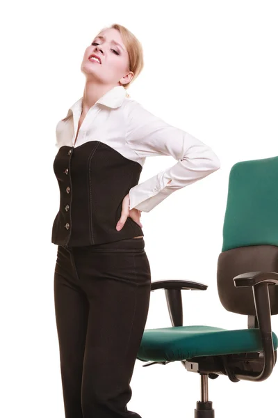 Donna d'affari con mal di schiena mal di schiena — Foto Stock