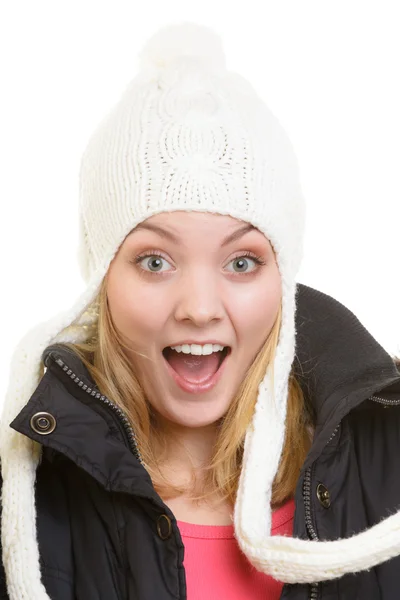 Cheerful girl in warm clothes — Stock Photo, Image