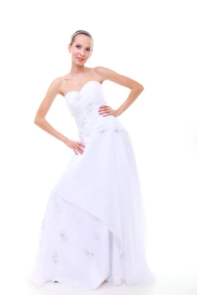 Sposa attraente in abito bianco — Foto Stock