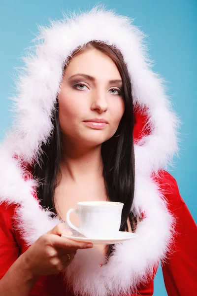 Woman with cup of beverage — Stock Photo, Image
