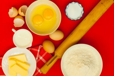 Bake ingredients and kitchen tools clipart
