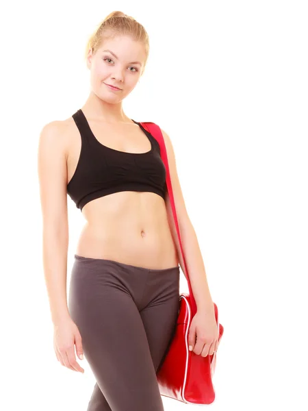 Girl in sportswear with gym bag — Stock Photo, Image