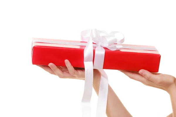 Girl with gift box — Stock Photo, Image